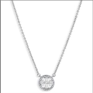 Tory Burch Crystal Logo Circle Necklace
